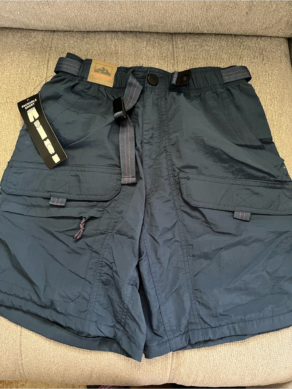 Northwest Territory Navy Men's Cargo Shorts with Integrated Belt